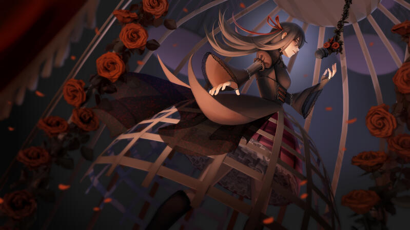 Full body render with background